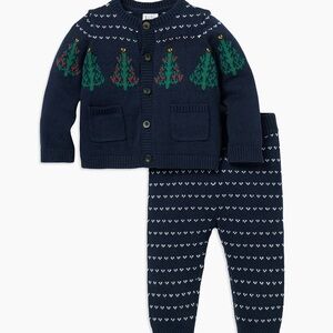 Janie and Jack Navy Sweater and pants with Festive Design nwt